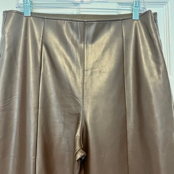 Abercrombie & Fitch Vegan Leather Pants - Brown Flare - Picture 3 of 11